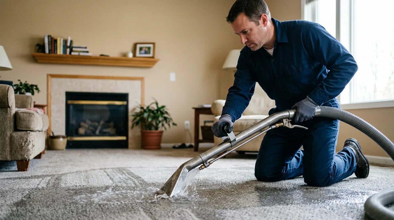 Water damage restoration technician working near Canaan, VT